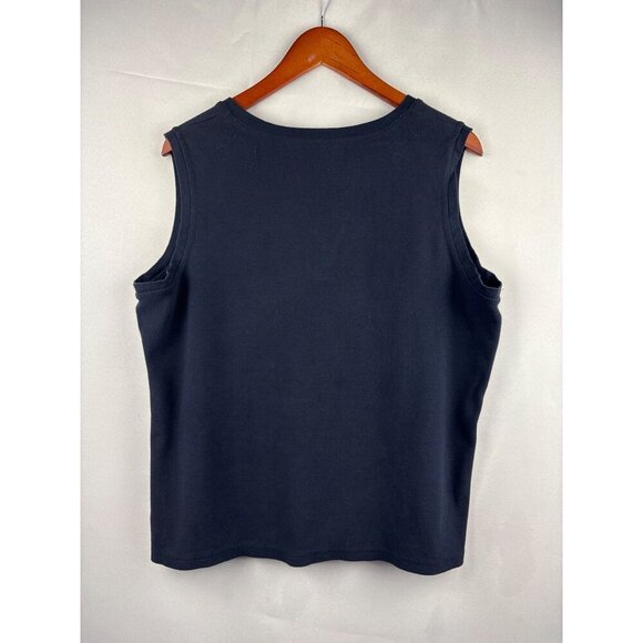 Charter Club Sleeveless Ribbed Knit Top 1X Cotton/Spandex Black Made In Jordan - Picture 4 of 4